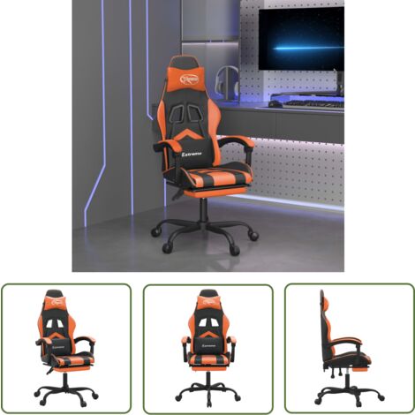 The Living Store - Chaise de jeu pivotante repose-pied Noir et orange Similicuir (1/5)