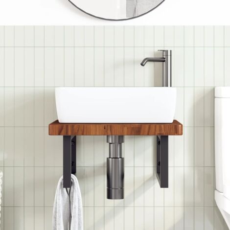 ROSSIGNOL Étagère De Lavabo Blanche Minimaliste - Meuble Salle De Bain 1 Étage - Fixation Murale Facile