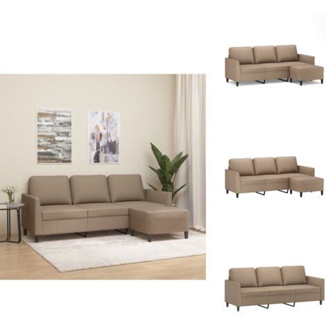 Canapé D'Angle Modulaire 3 Places Avec Pouf Amovible Et LED - Méridienne Lit Double 185x135 Cm (Beige)
