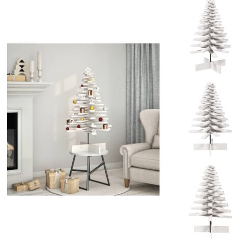 Arbre de Noël en bois pour décoration blanc 100 cm pin massif - Arbre ...