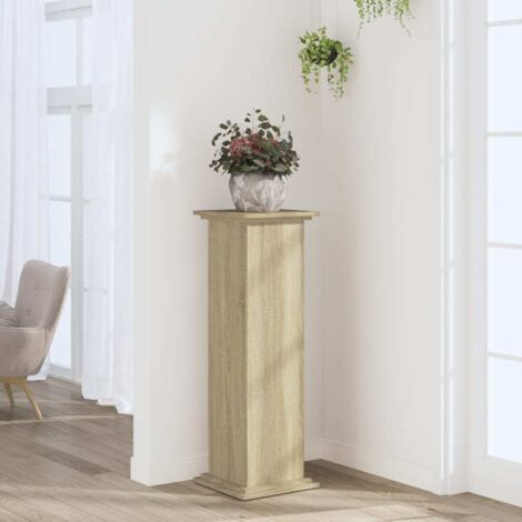 Support Pour Plantes En Bois D'ingénierie - 33x33x80 Cm - Blanc - Capacité 60 Kg - Pour Intérieur