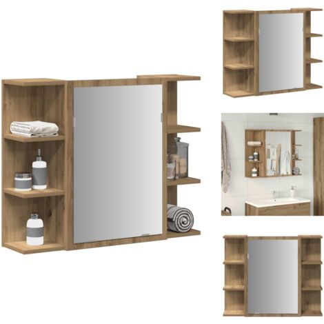 Armoire à miroir de salle de bain chêne artisanal 80x20,5x64 cm - Armoire À Miroir - Armoires À Miroir - Placard À Miroir - Armoire À Maquillage Avec Miroir