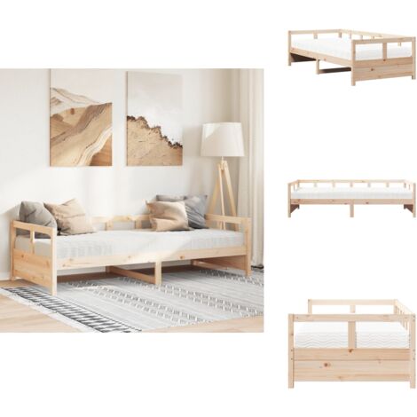 Lit Canapé VidaXL Pin Massif 90x190/200cm Avec Matelas Gris - Neuf