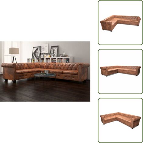 Canapé Chesterfield 2 Places Cuir Artificiel Marron