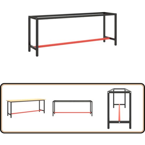 VidaXL Support D'établi Noir Mat Et Rouge Mat 140x50x79 Cm