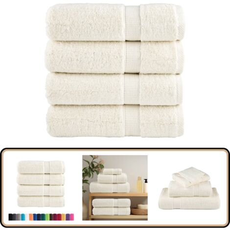 Serviettes de douche de qualité supérieure SOLUND 4 pcs crème - Serviettes De Bain - Serviettes De Toilette - Serviettes Douces - Serviettes Coton - Serviettes Oeko Tex (1/5)