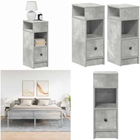 VidaXL Table de Chevet avec Lumières LED Table de Nuit Armoire de Chevet Armoire de Lit Meuble de Chambre Maison Chêne Fumé 3152826 - Maison