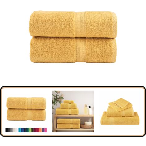 Serviettes de visage de qualité supérieure SOLUND 2 pcs doré - Serviettes De Visage - Serviettes De Toilette - Serviettes Dorées - Serviettes En Coton - Serviettes Absorbantes (1/5)