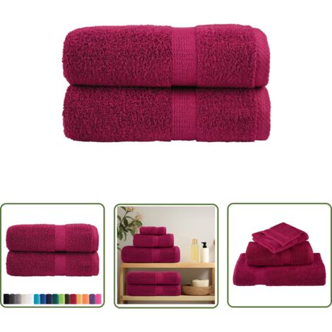 The Living Store Serviettes de visage de qualité sup. SOLUND 2 pcs bordeaux - Serviettes De Toilette - Serviettes Rouges - Serviettes De Salle De Bain - Serviettes En Coton - Serviettes Douces (1/5)