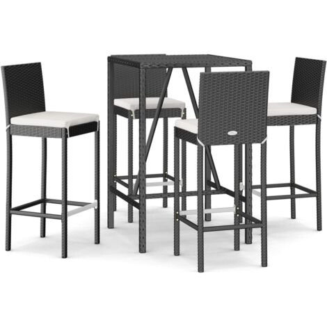 Ensemble Bar De Jardin 3 Pièces En Bois D'acacia Massif - Table Avec Toit + 2 Tabourets Hauts - Pour Terrasse, Patio, Extérieur