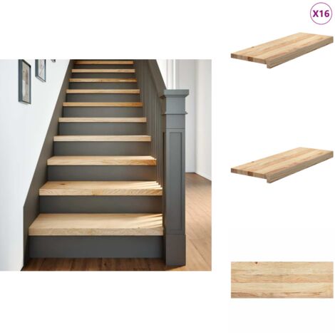 Marches d'escalier 16 pcs non traité bois de chêne massif - Marche D'escalier - Marches D'escalier - Marche D'escalier Pour Escalier En Bois - Marche D'escalier En Chêne