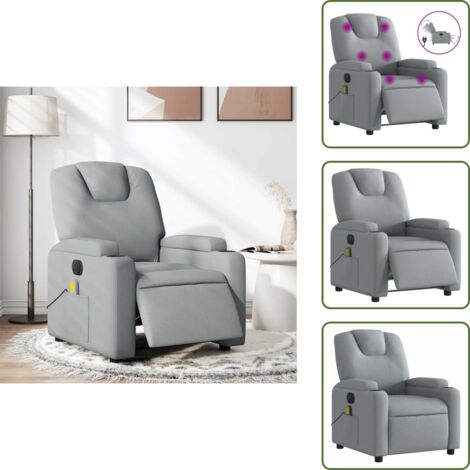 Fauteuil Inclinable De Massage électrique – Gris Clair, Tissu, Neuf