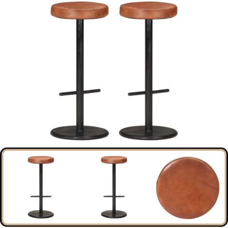 vidaXL Tabouret de bar Marron Cuir véritable