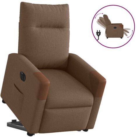 Fauteuil Inclinable Électrique Marron Foncé Tissu - Fauteuil Relax Pour Personnes Âgées Avec Moteur