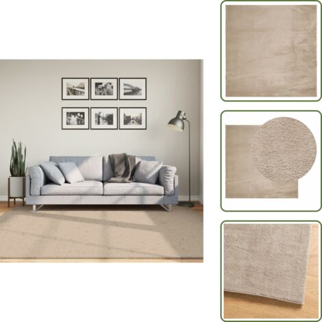 Tapis Rond HUARTE Poils Courts Gris Lavable 100 Cm - Neuf