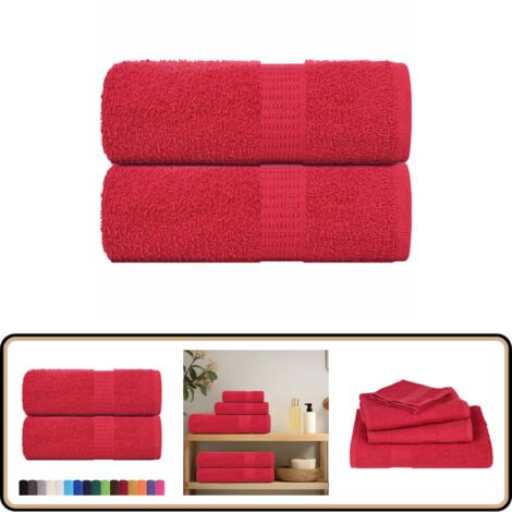 vidaXL Serviettes d'invité 2 pcs rouge 30x50 cm 360 g/m² 100% coton (1/5)