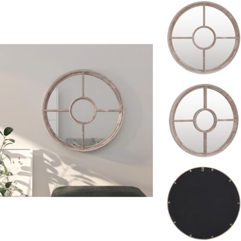 Miroir De Jardin Décoratif VidaXL 60x4 Cm - Cadre Rond En Fer Noir Pour Extérieur
