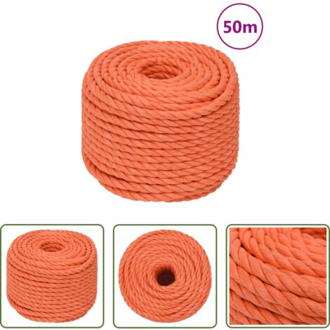 Corde De Bateau VidaXL – Polypropylène 6 Mm X 50 M, Orange, Résistance Rupture 240 Kg – Amarre, Gréement, Camping, Linge