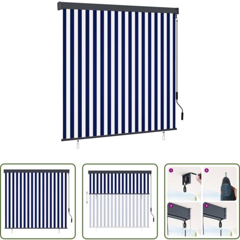 Volet vertical - Store roulant d'extérieur 160x250 cm Bleu et blanc