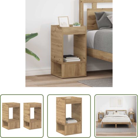 Table d'appoint chêne artisanal lot de 2 pcs bois d'ingénierie 30x30 cm