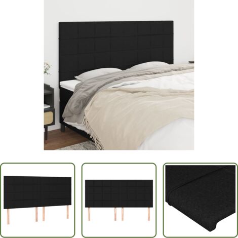 Tête de lit réglable vidaXL en tissu noir 180x5x118 cm pour adulte