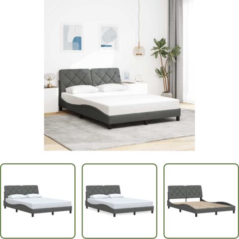 Cadre de lit 120x200 cm sans matelas gris fonce en tissu vidaXL Confort