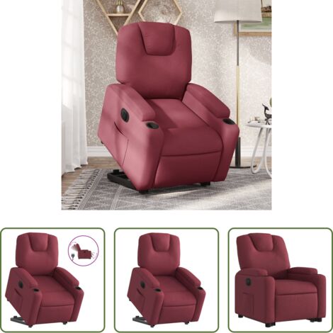 Inclinable Fauteuil inclinable - Fauteuil inclinable électrique rouge bordeaux tissu