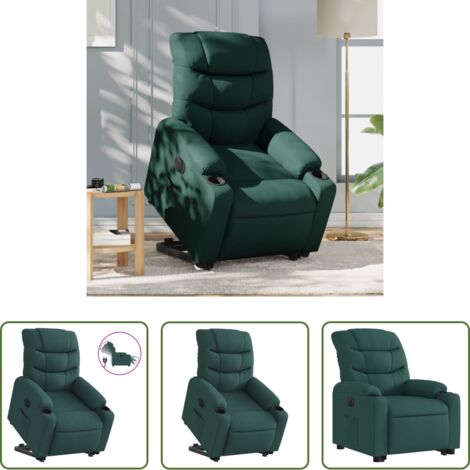Inclinable Fauteuil inclinable - Fauteuil inclinable électrique vert foncé tissu