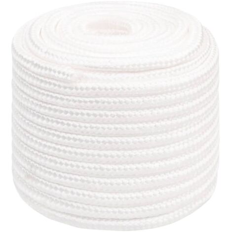 Corde En Polypropylène VidaXL – 25 M X 5 Mm – Blanc – Résistance Rupture 150 Kg – Pour Bateau, Amarre, Camping, Corde à Linge