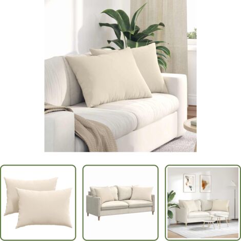vidaXL Coussins de canapé en tissu beige 70x50 cm lot de 2 pour salon