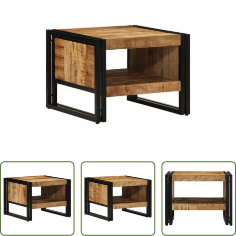 Table basse 50x50x38 cm vidaXL en bois de manguier massif brut
