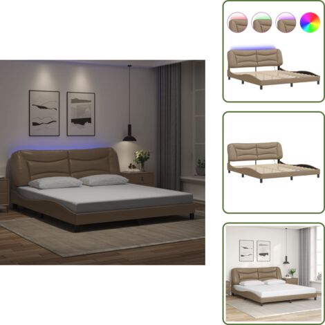 Lit double avec LED Hvar vidaXL 180x200 cm pour chambre adulte moderne
