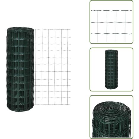 The Living Store Clôture euro Acier 10 x 0,8 m Vert - Clôture pour volailles