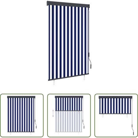 vidaXL Store manuel - Store roulant d'extérieur 120x250 cm Bleu et blanc