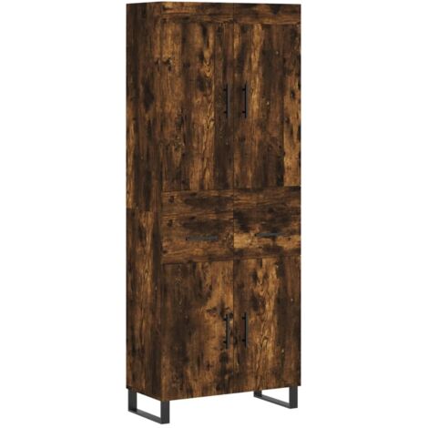 Buffet haut Chêne fumé 69,5x34x180 cm Bois d'ingénierie vidaXL