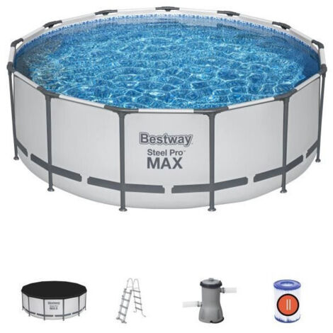 Bestway Piscine hors sol tubulaire ronde Bestway Steel Pro Max 396 x 122 cm gris clair (1/5)