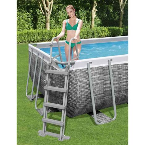 Bestway – Échelle de sécurité pour piscines – Structure en métal antirouille – Marches en plastique ultra-résistant – 3 marches