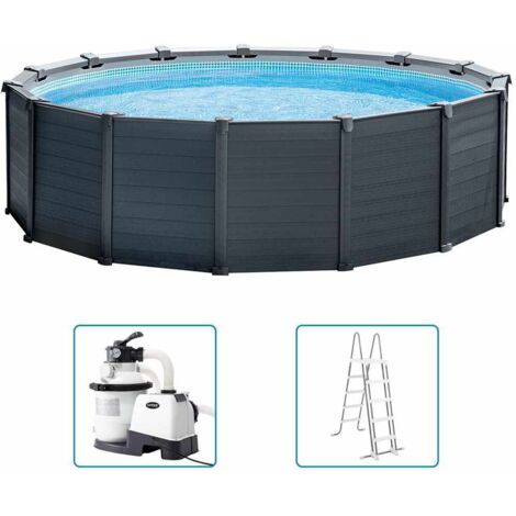 Intex – Piscine hors sol 478x124 cm – Panneaux en plastique haute densité – Capacité 16 805 L – Échelle de sécurité incluse