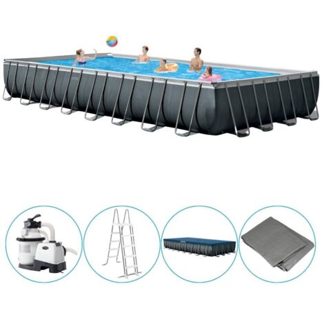 Intex – Piscine hors sol Ultra XTR Frame rectangulaire 975x488x132 cm – Capacité 54 368 litres – Installation rapide en 90 minutes – 3 couches anti-perforation (1/5)