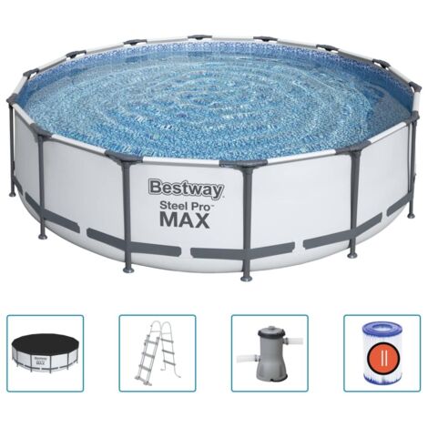 Bestway – Piscine tubulaire Steel Pro MAX 427x107 cm – Parois Tritech renforcé – Capacité 13030L – Système FrameLink – Échelle de sécurité incluse (1/5)
