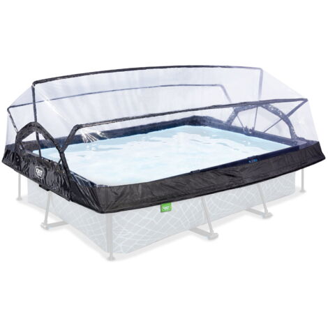 Exit Toys – Dôme de piscine 300x200cm – Abri pour piscine rectangulaire – Réchauffement naturel de l'eau – Fixation sécurisée avec sangles