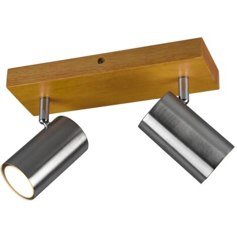 Marley Spot 2 Spots GU10 Nickel Et Bois L26 cm Trio Lighting (1/5)