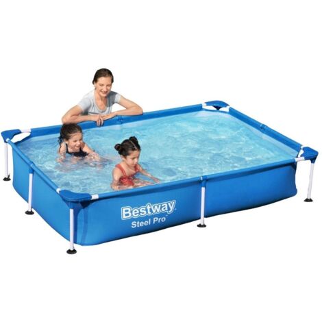 Bestway – Piscine tubulaire acier pro 221x150 cm – Capacité 1200 litres – Épaisseur des parois 0,40 à 0,80 mm – Vanne de vidange incluse (1/5)