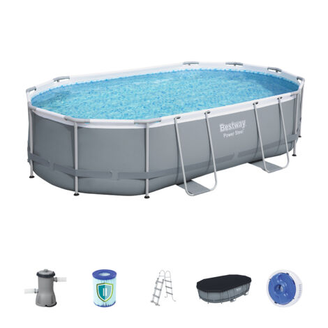 Bestway – Piscine tubulaire ovale 488x305x107 cm – PVC Tritech – Capacité 10 949 litres – Filtration 3 028 L/h – Installation rapide sans outils (1/5)