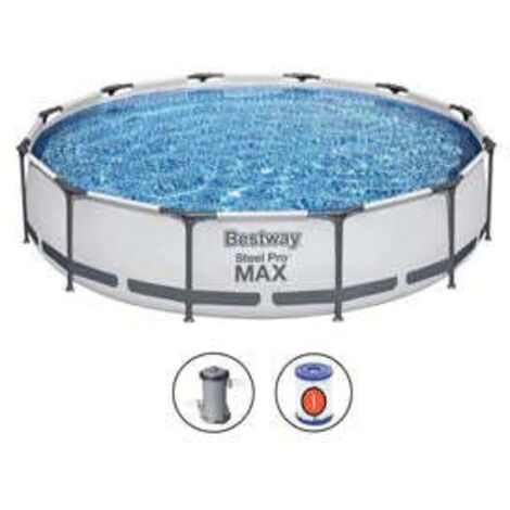 Bestway – Piscine tubulaire hors-sol 366x76 cm – Capacité 6473 litres – Structure acier – Matériau PVC Tri-Tech résistant aux UV – Installation rapide en 20 min (1/10)
