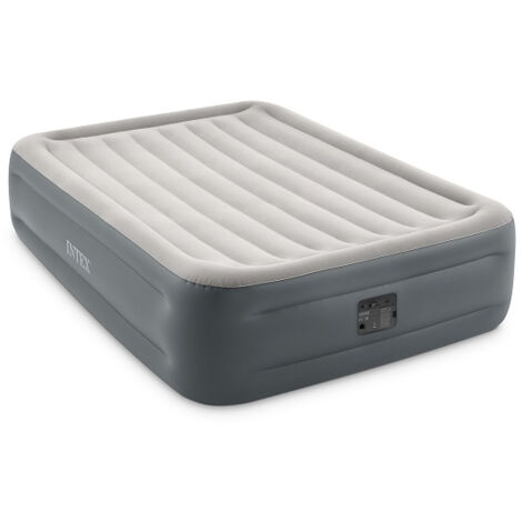 Intex – Matelas gonflable 2 places 203 x 152 x 46 cm – Flocage doux – Technologie Fiber-Tech – Gonfleur électrique intégré