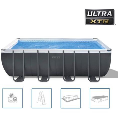 Intex – Piscine tubulaire Ultra XTR Frame rectangulaire 549x274x132 cm – Cadre en acier durable – Contenance 17203 L – Installation rapide en 60 min