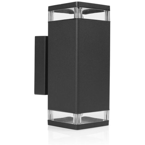 Applique murale de maison, applique d'extérieur, éclairage de façade, aluminium noir, 2 ampoules GU10, L 23,5 cm (1/3)