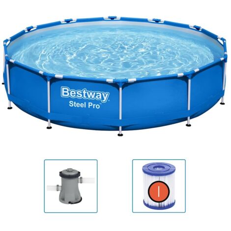 Bestway – Piscine tubulaire ronde 366x76 cm – Matériau Tritech renforcé – Capacité 6473 L – Installation rapide en 20 min – Système FrameLink (1/10)