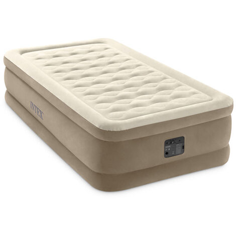 Intex – Matelas gonflable 1 place 191 x 99 x 46 cm – Technologie Fiber-Tech – Flocage doux – Gonfleur électrique intégré